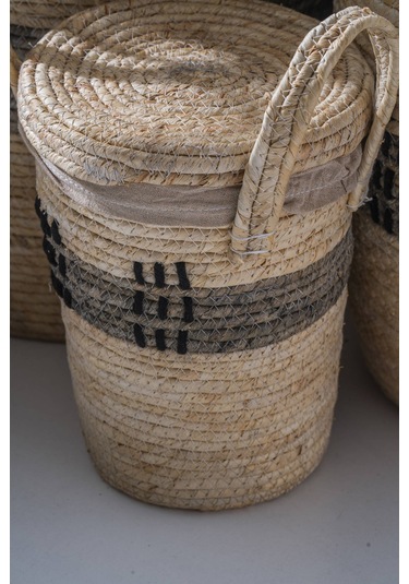 Mira Hasır 5 Li Çok Amaçlı Sepet Seti Krem