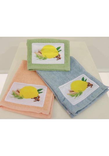 3'lü Limon Nakışlı Mutfak Havlusu Ve Kurulama Bezi %100 Pamuklu