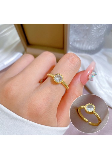 Ayarlanabilir Açıklığa Sahip Zarif Zirkon Yüzük No.26 Çok Renkli