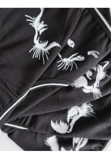 Alya Underwear Kız Çocuk Kalpli Dokuma Lastik Pamuklu Kumaş Slip Külot 5'li Paket 5 Adet Beyaz Siyah P13