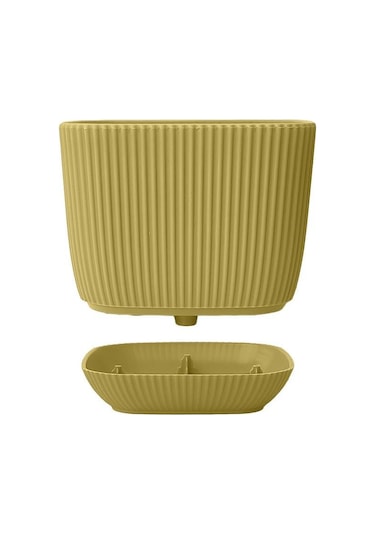 Omnipazar Krs-384 Dekoratif Plastik Mercan Kare Saksı 4 Litre No 4 Soft Sarı