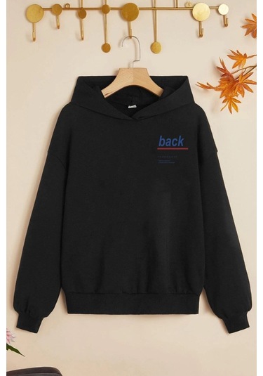Çocuk Back Baskılı Sweatshirt Siyah