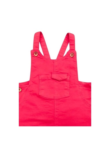 Kız Bebek Pamuklu Cepli Salopet-13899 Fuşya