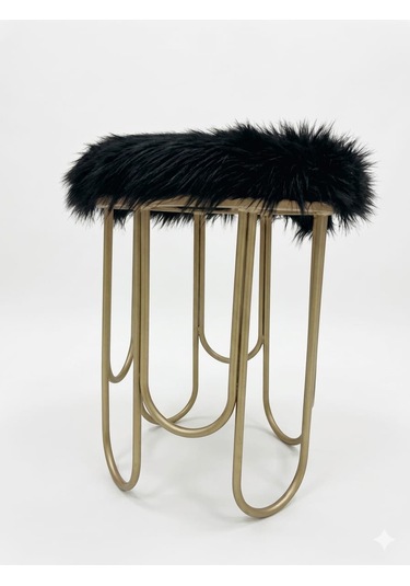 Peluş Kumaş Metal Puf Bonj