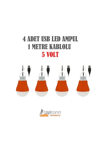4 Adet Bilgisayar Usb Led Ampul 5w 1mt Kablolu Beyaz