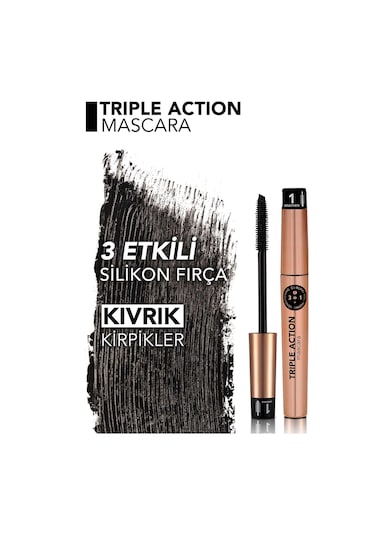 Flormar Triple Action Ayarlanabilen Fırçalı Maskara 001 (Siyah)