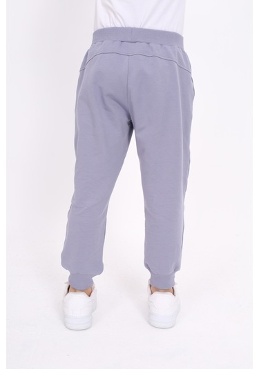 Kız Çocuk Baskılı Beli Paçası Ribanalı Cepli Basic Jogger Eşofman Altı 2 İplik Koyu Gri