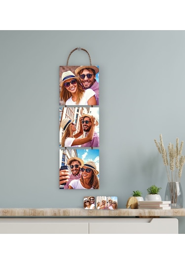 Kişiye Özel Yağlıboya Tasarımlı 3 Parça Ipli Ahşap Tablo Seti-1