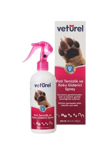 Veturel Kedi Ve Köpekler İçin Pati Temizleyici Ve Koku Giderici Sprey 300 Ml