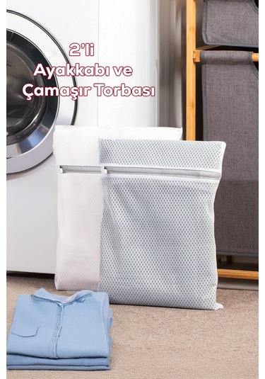 Porsima 3130 2li Çamaşır Yıkama Filesi Fermuarlı Bölmeli Yıkama Filesi Renkli