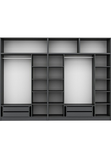 Kale 7 Kapaklı 4 İç Çekmeceli Dolap Ve Yüklük Antrasit Mebran İlkbahar 255cm Antrasit