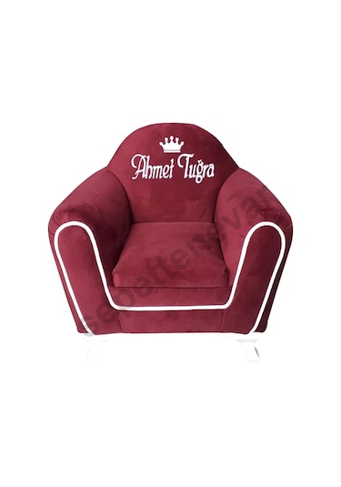 Isme Özel Şeritli Çocuk Koltuğu Kiremit Rengi Kiremit