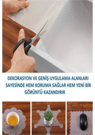 45cm X 10 M Şeffaf Kaydırmaz Raf Dolap Ve Çekmece Örtüsü Ve Maket Bıçağı Beyaz
