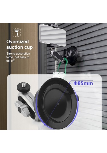 Leezsing Evrensel Araç İçi Emme Bağlantılı Çift Küreli 360 Dönebilen Telefon Ve Kamera Tutucu - İphone, Gopro, Dslr Uyumlu