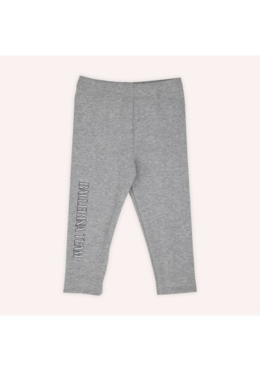 Kız Çocuk Baskı Detaylı Tayt Gri-melanj 2421gb12015-4843 001