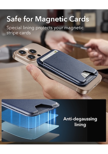 Halolock Vegan Leather Wallet Stand 5 Kartlık , Dark Blue Lacivert