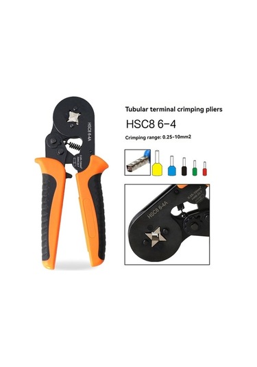 Besthome1 Hsc8 6-4a Kare Boru Terminal Pensesi - 0.25-10mm² İzoleli/izolesiz İçin Manuel Sıkma Aleti, Turuncu-siyah Kaymaz Sap