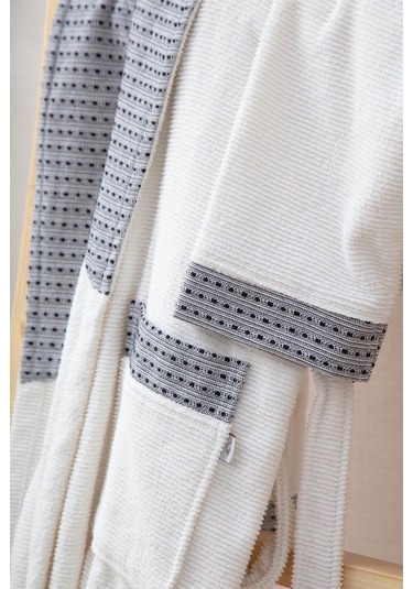 Ecocotton İmre Terra-siyah "m-l" %100 Organik Pamuk Müslin Jakarlı Aile Bornoz Seti Siyah