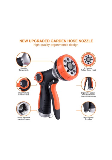 Singree 8 Ayarlanabilir Modlu Bahçe Hortumu Nozulu - Çim, Araba Ve Evcil Hayvanlar İçin Pratik Spreyleme Çözümü