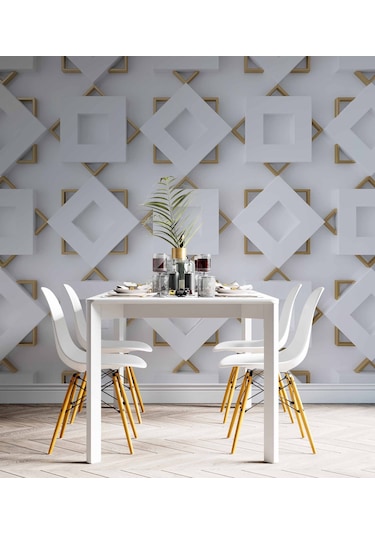 3 Boyutlu Geometrik Şekilli Duvar Kağıdı Baskı