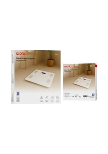 Asonic Bs260 Beyaz 2-aaa Pil Dijital Bluetooth Baskül Sensör-temperli Cam-otomatik Sıfırlama