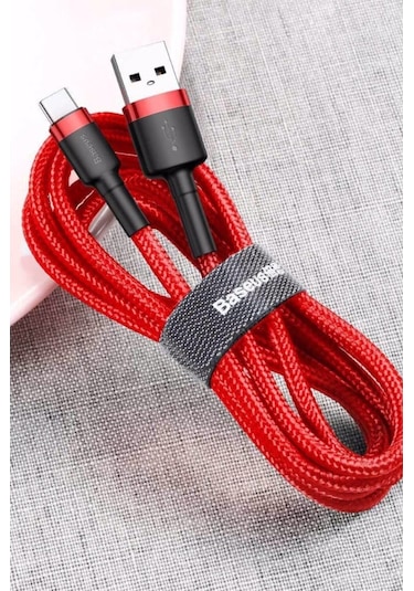 Baseus Cafule 3a Type-c 1 Metre Şarj Kablosu Kırmızı Catklf-b09