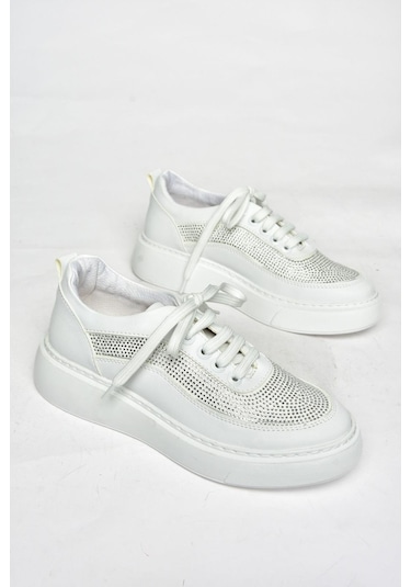 Fox Shoes S274048509 Beyaz Taşlı Kadın Spor Ayakkabı Sneakers Beyaz