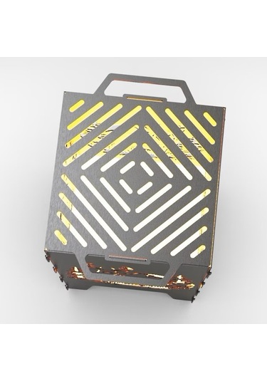 Portatif Ateş Çukuru Ve Mangal Herbir Tarafı Geyik Desenli Izgara