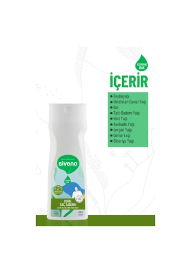 Siveno %100 Doğal Saç Sabunu Zeytinyağlı Bal Avokado 9 Değerli Bitki Erkekler İçin Bitkisel Şampuan 300 ML
