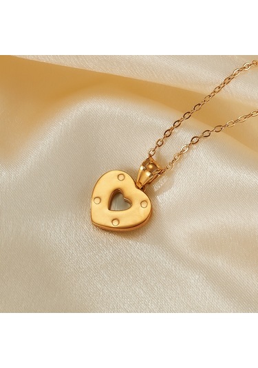 Sones Opk Gx2428 Vintage Paslanmaz Çelik Şeftali Kalp Kolye Mizaç Köprücük Kemiği Kolye Çok Renkli