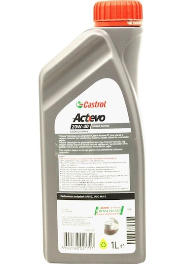 Castrol Actevo 20W-40 4T 4 Zamanlı Motosiklet Yağı 1 L