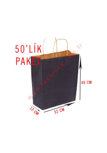 50 Adet 32X40 Cmlik Saplı Renkli Kraft Kağıt Poşet Çanta