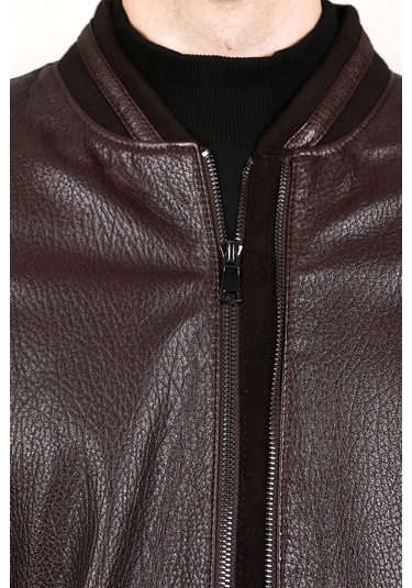 Dericlub Kolej Jumbo Gerçek Deri Erkek Mont-Kahverengi