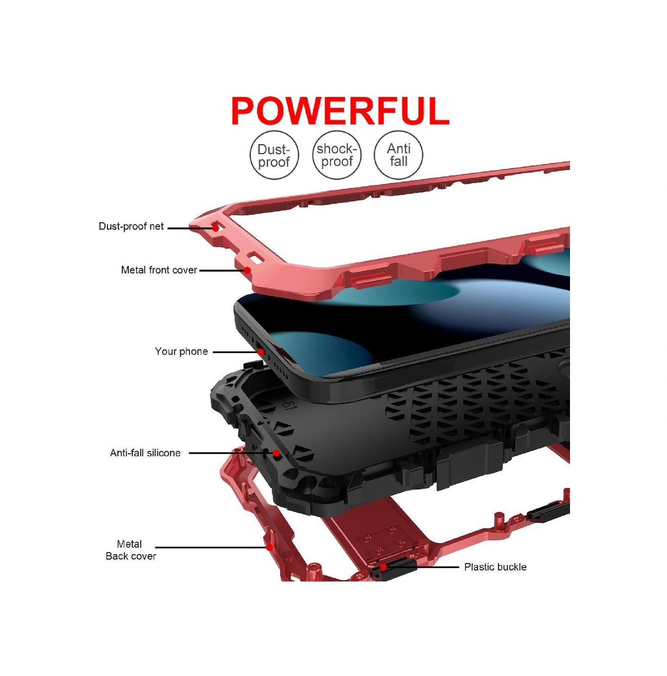 İphone 15 Plus İçin Metal Standlı Telefon Kılıfı Düşmeye Dayanıklı Kılıf Şok Kickstand Emilici Silikon Dayanıklı