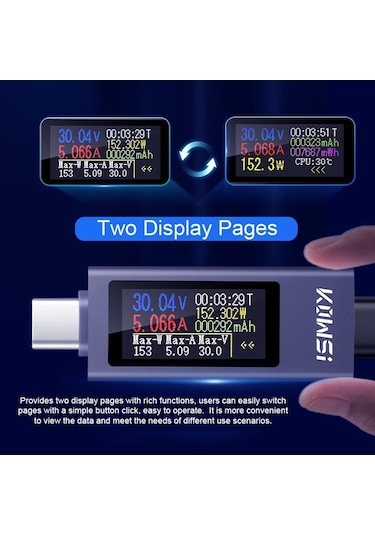 Diğer Voltmetre Type-c Test Telefonu Şarj Pd Ölçer Güç Gövde Doğru Cihazı Cep Alüminyum Alaşımlı Akım Cv