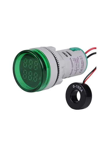 Dijital VoLTmetre - Ampermetre Ac 50-500V 0-100A - Yeşil