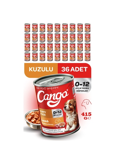 Cango Yavru Yaş Köpek Maması Kuzu Etli 415gr 36lı