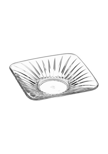 Paşabahçe 6'lı Gravürlü Kare Çay Tabağı 54321 Şeffaf