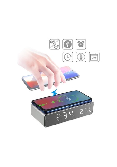 Moly Yunboo Kablosuz Şarjlı Alarm Saat: 3 Alarm, Sicaklık, Tarih, 12/24 Saat, Huawei Xiaomi Uyumluluğu