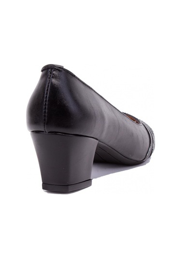 White Line 8664 Kadın Kalın Topuklu Klasik Ayakkabı Siyah