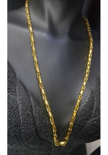 Vog Unisex Xuping Vip Model Perçinli Oval Tasarım Sevgiliye,babaya,eşe,arkadaşa Hediye Çelik Kolye Sarı