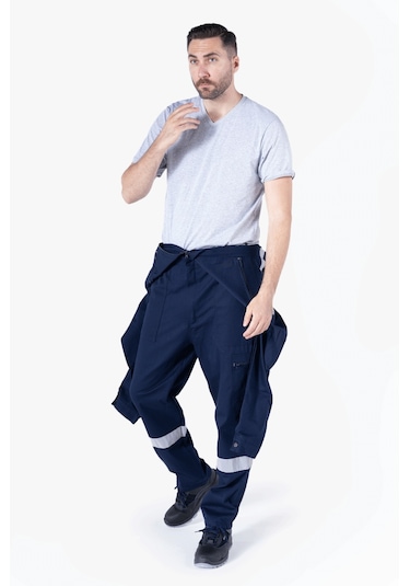 İş Güvenliği Tulumu Reflektörlü Cepli Pamuklu