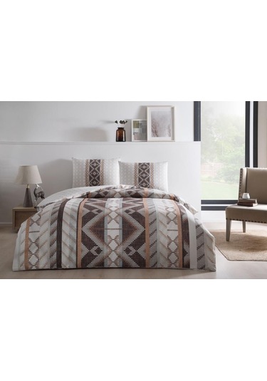 Taç Ranforce Tek Kişilik Nevresim Takımı Ferlin Kahve