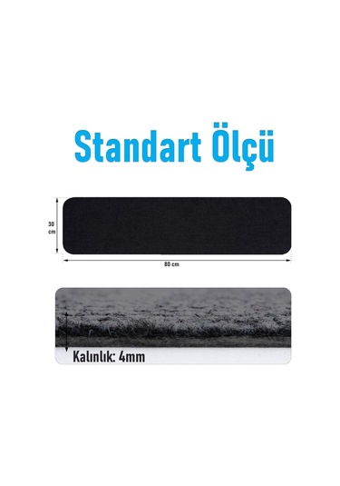 Halifleks Yapışkan Tabanlı Merdiven Basamak Paspası Rip Halı Kaymaz Tabanlı - Siyah Null