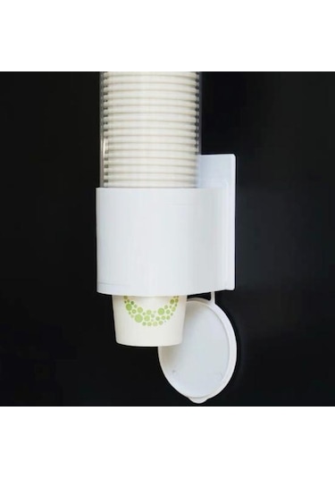 Siyah Kağıt Bardak Dağıtıcı Duvara Montaj Çekme Tipi Toz Geçirmez Kapak Tek Kullanımlık Plastik Su Bardağı Depolama Tutucu