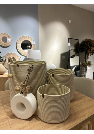 Rover Çok Amaçlı Düzenleyici Sepet, Saksılık, Organizer 3'lü Set Krem