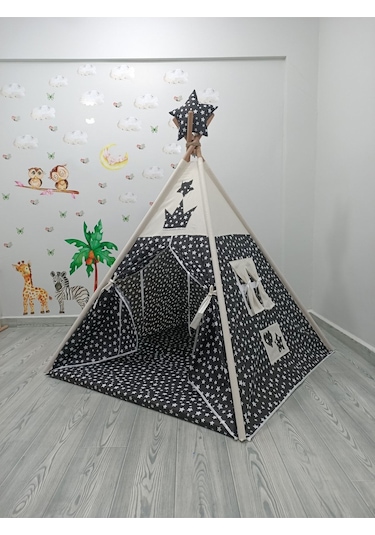 Kızılderili Oyun Çadırı Yıldız Rüyası Siyah