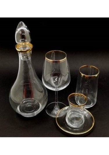 Gold Yaldızlı 49 Parça Bardak Sofra Seti 12 Kişilik Altın