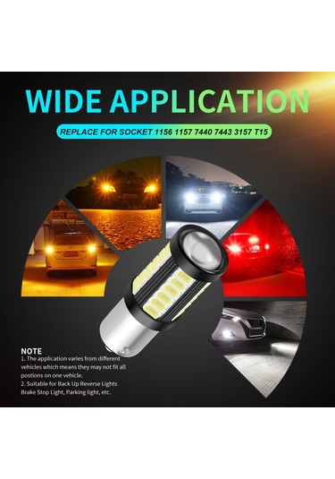 2x 1156 Ba15s P21w 1157 P21/5w Bay15d Bau15s Py21w T20 7443 7440 3157 Led Araba 33smd Plus White 1156 Bau15s Py21w 1 Piece Set