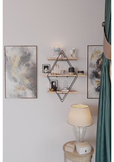 Bino Black Büyük Boy Prizma Duvar Mutfak Banyo Rafı Kitaplık